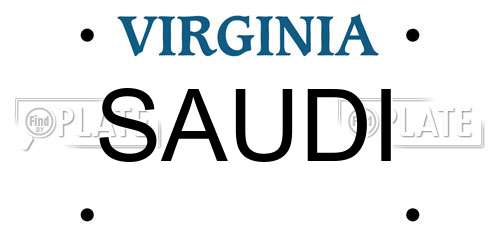 SAUDI Virginia License Plate