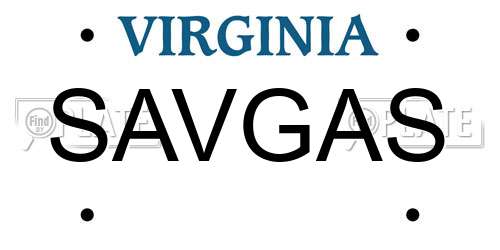 SAVGAS Virginia License Plate