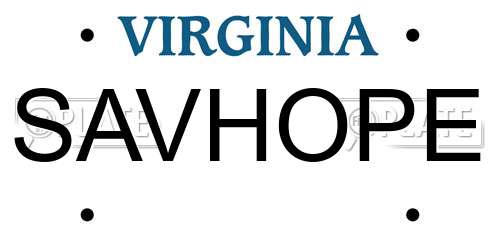 SAVHOPE Virginia License Plate