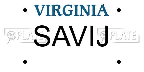 SAVIJ Virginia License Plate