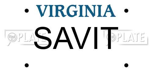 SAVIT Virginia License Plate