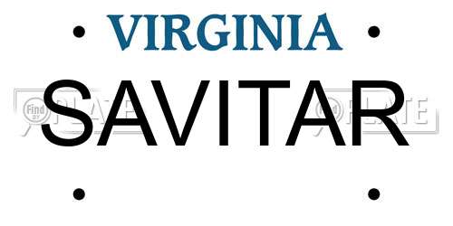 SAVITAR Virginia License Plate