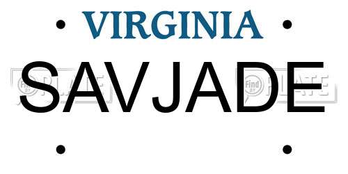 SAVJADE Virginia License Plate