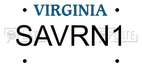 SAVRN1 Virginia License Plate