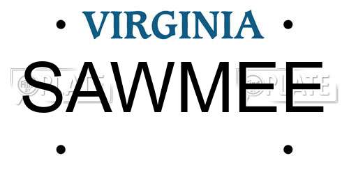 SAWMEE Virginia License Plate