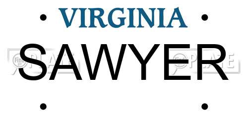 SAWYER Virginia License Plate