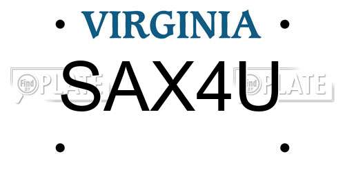 SAX4U Virginia License Plate