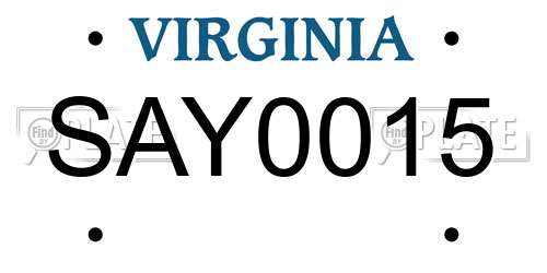 SAY0015 Virginia License Plate