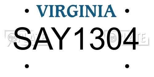 SAY1304 Virginia License Plate