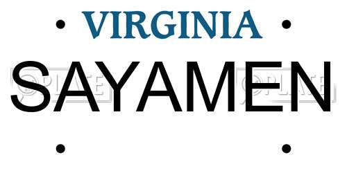 SAYAMEN Virginia License Plate