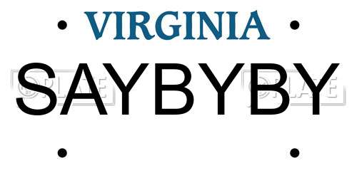 SAYBYBY Virginia License Plate