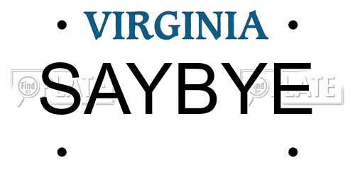 SAYBYE Virginia License Plate