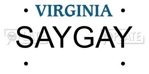 SAYGAY Virginia License Plate