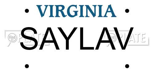 SAYLAV Virginia License Plate