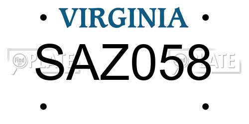 SAZ058 Virginia License Plate