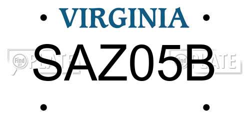 SAZ05B Virginia License Plate