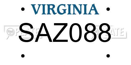 SAZ088 Virginia License Plate