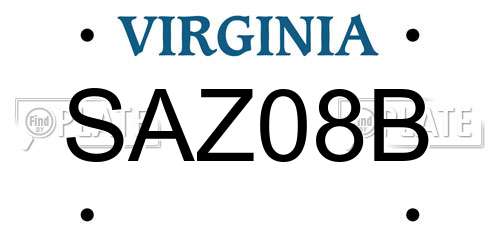 SAZ08B Virginia License Plate