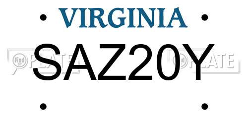 SAZ20Y Virginia License Plate