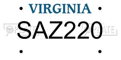 SAZ220 Virginia License Plate