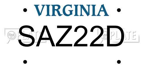 SAZ22D Virginia License Plate