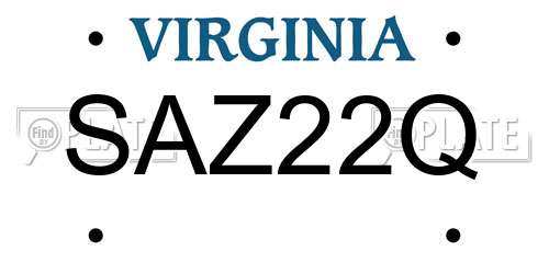 SAZ22Q Virginia License Plate