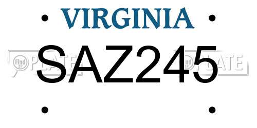 SAZ245 Virginia License Plate
