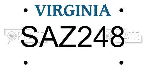 SAZ248 Virginia License Plate