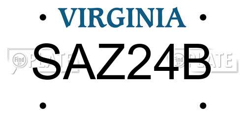 SAZ24B Virginia License Plate