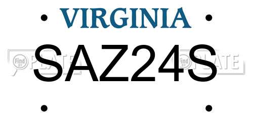SAZ24S Virginia License Plate