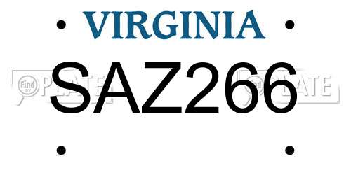 SAZ266 Virginia License Plate