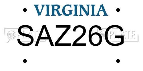 SAZ26G Virginia License Plate