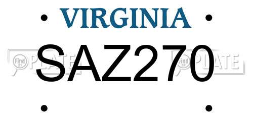 SAZ270 Virginia License Plate