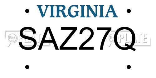 SAZ27Q Virginia License Plate