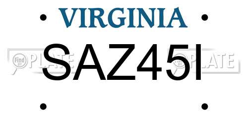 SAZ45I Virginia License Plate