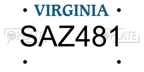 SAZ481 Virginia License Plate