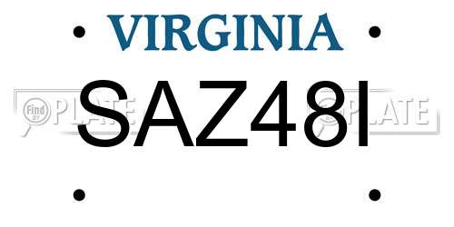 SAZ48I Virginia License Plate