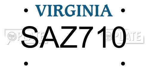 SAZ710 Virginia License Plate