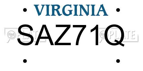 SAZ71Q Virginia License Plate