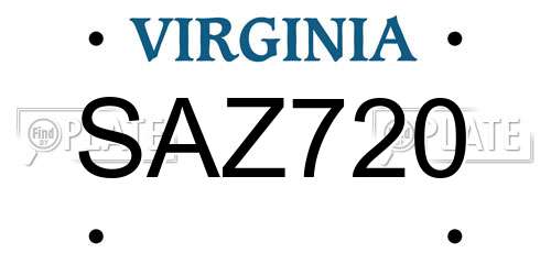 SAZ720 Virginia License Plate