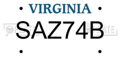 SAZ74B Virginia License Plate