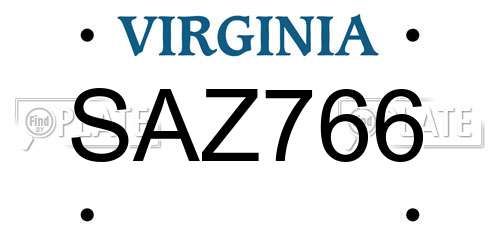 SAZ766 Virginia License Plate