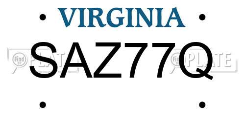 SAZ77Q Virginia License Plate