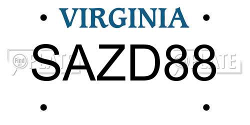 SAZD88 Virginia License Plate