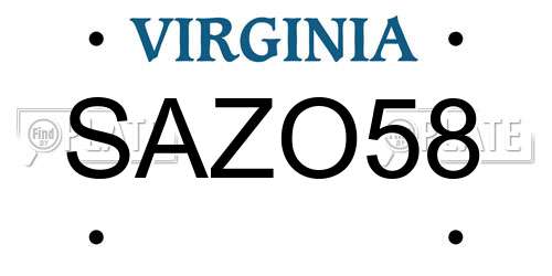 SAZO58 Virginia License Plate