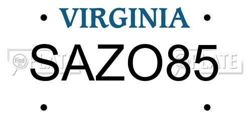 SAZO85 Virginia License Plate