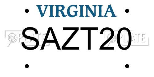 SAZT20 Virginia License Plate
