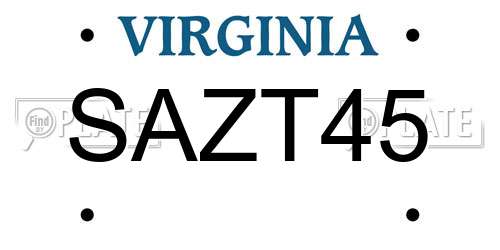 SAZT45 Virginia License Plate