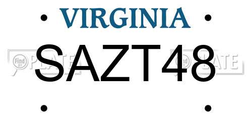 SAZT48 Virginia License Plate
