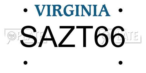 SAZT66 Virginia License Plate
